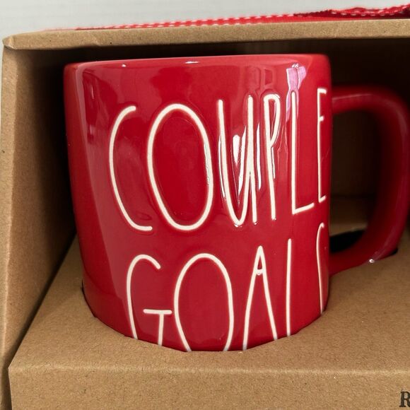 Rae Dunn Artisan Collection by Magenta Set of 2 “Couple Goals” Ceramic Mugs. NEW - Picture 3 of 7